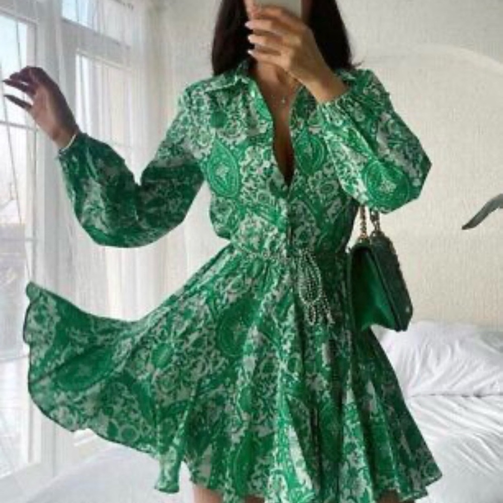 Green Paisley Women's Dress